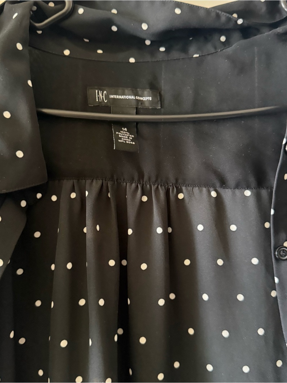 INC International Concepts Black Polka Dot Blouse